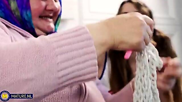 StrapOn Lesbian with big boobs fucks her blonde sexy GF