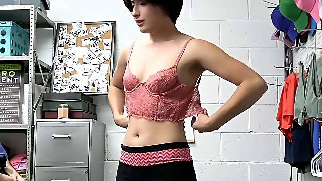 Brunette Teen Thief Gets Caught and Blackmailed in Hardcore
