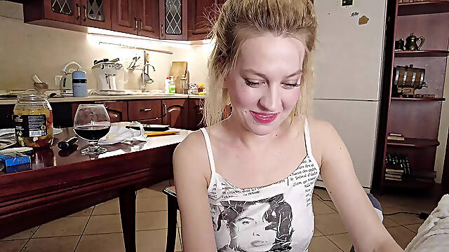 Blonde Chick Blowing a Dick From an Older Fat Guy