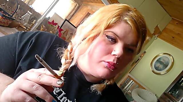 Double braided blonde smoking