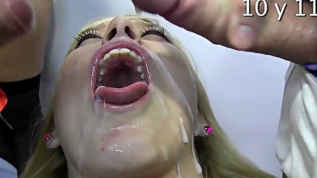 Big Tits blonde wants a bukkake
