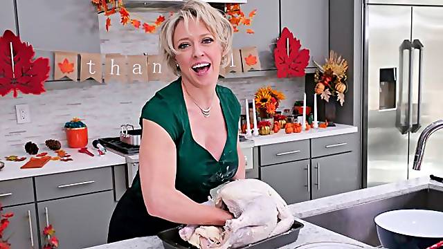 Cute big-boobed MILF Dee Williams is sucking a huge young dick