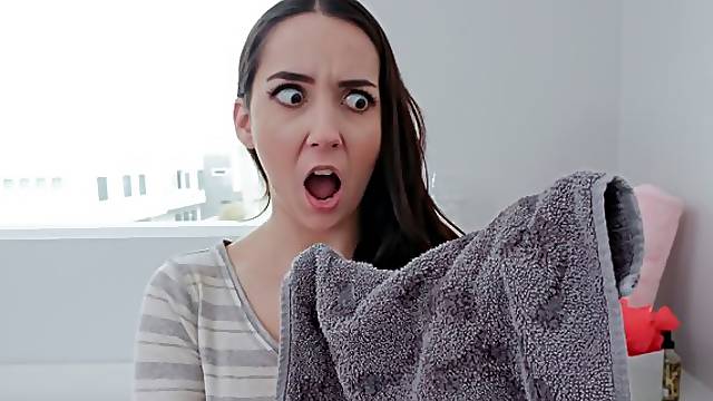 Very cute brunette Kyra Rose likes sucking his fat boner