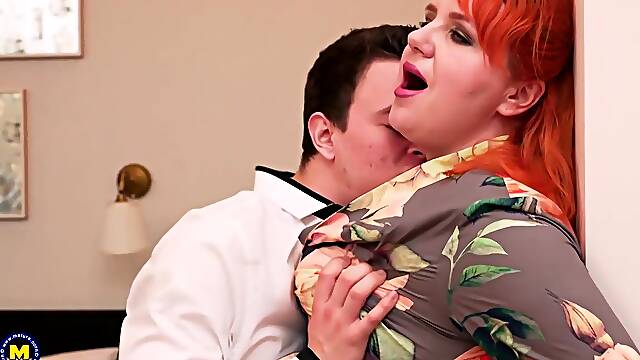 Plump redhead, Katrin Porto is spreading up wide and getting fucked the way she likes the most