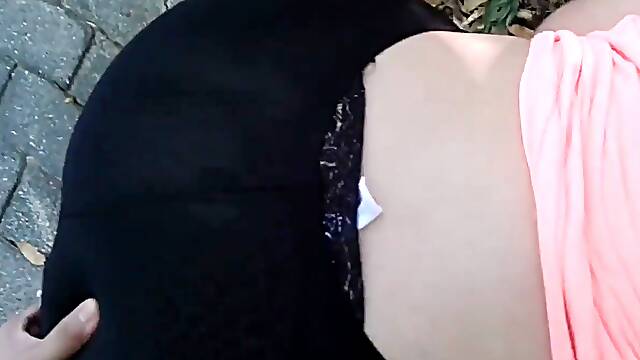 Big ass chick in black leggings loves to tease