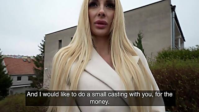 Real amateur inked MILF in leather gets fucked for money