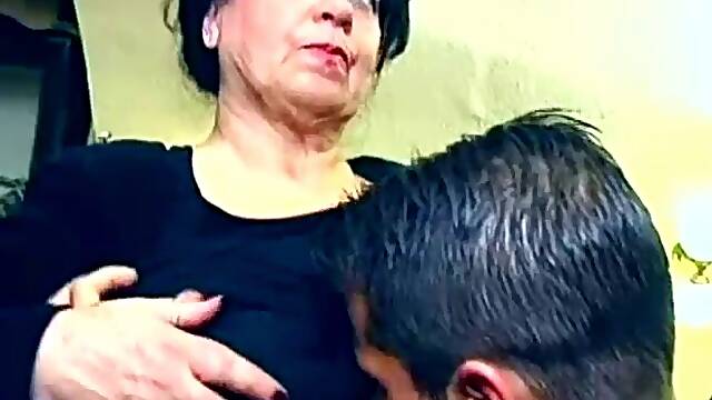 Sexy granny gets fucked in restaurant