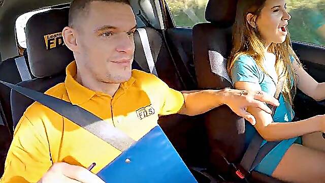 Driving learner riding dick