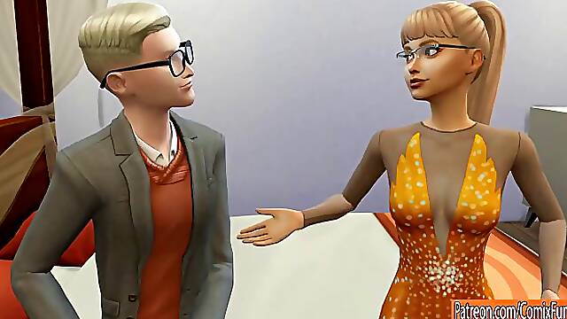 Fit blonde with glasses and a guy she likes a lot are about to have casual sex