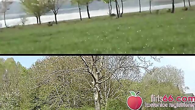 Samantha Kiss is a chubby brunette who likes to have casual sex by the river