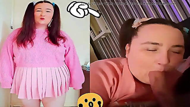 Exposed Schoolgirl gives deepthroat blowjob to boyfriend