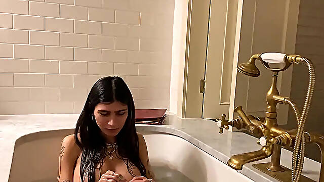 Busty MILF/GF sucks and jacks off big cock in POV