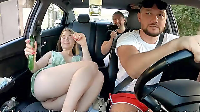 Blonde teen Amalia Devis gets picked up and fucked in the car