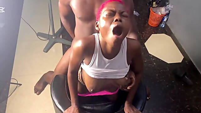 Cute ebony chick rides huge dick in homemade video