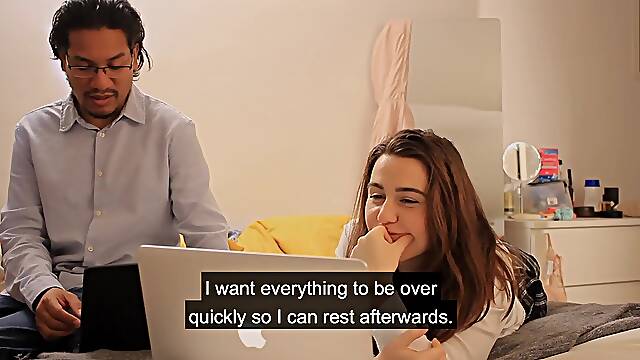 Shy classmate is drilled by his ally