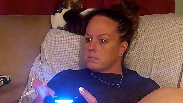 Hot Step Mommy Secretary Upskirt Teasing Widening Legs Wide and Smokin' During the time that Playing Movie Games