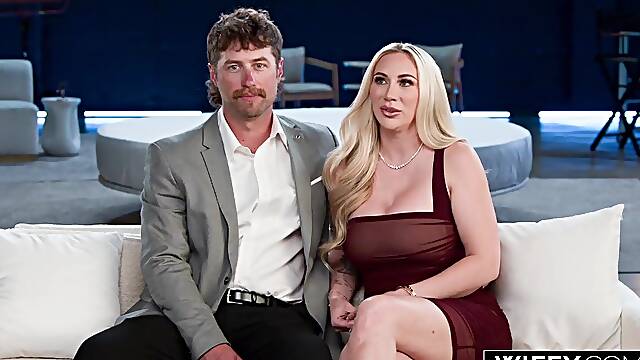 WIFEY Curvy Golden-haired Hotwife Brianna Coppage Holds Hubbys Hand Whilst Taking Giant BBC