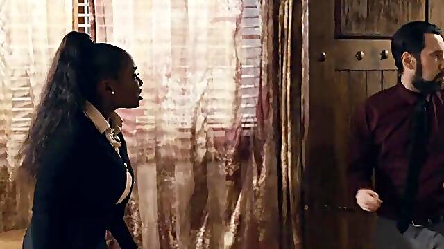 Ebony real estate agent bangs with her client