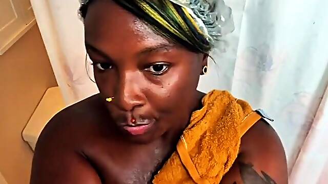 Amateur Black Shower Tease!!