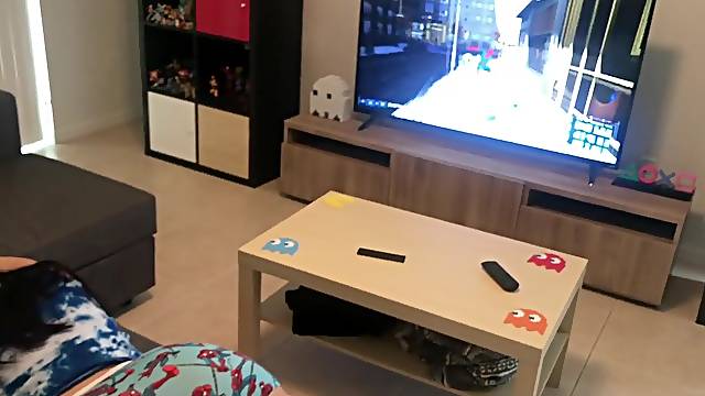 Step Sister with a Large Booty Plays on her Brothers Ps4 then Gets Screwed!