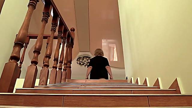 Bulky legs in white socks walk up the stairs Amateur foot fetish