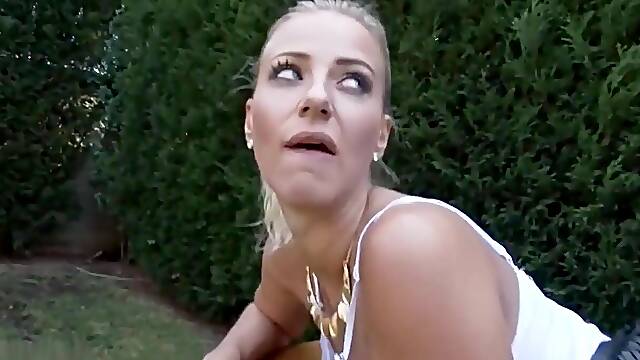 Breasty Golden-Haired likes it moist in the garden