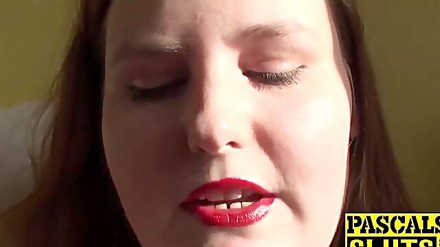 Cute big beautiful woman wench Mea Malone masturbates and sucks large wang. See how this big beautiful woman angel plays with her plump snatch during the time that sucking Pascals large dong.