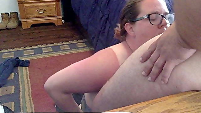 BBW with glasses getting throated and ass fucked