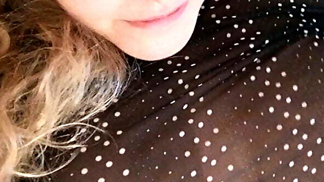 Kitty queen, Blonde hair, blue eyes and fantastic large natural tits. See through black top red panties large tits