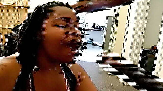 Chubby black babe gets her wet pussy banged by a BBC on the floor