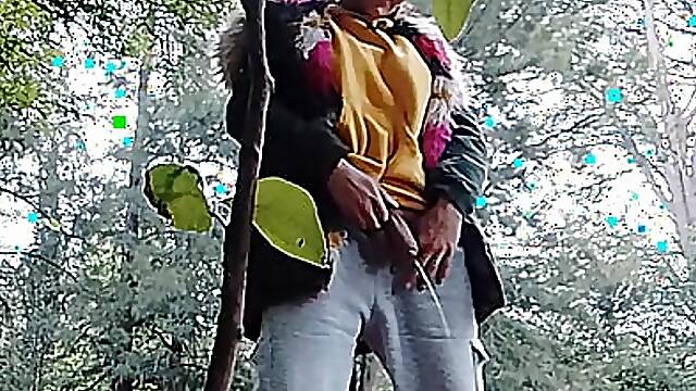 Shemale With HUGE Cock Peeing In Public