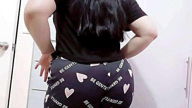 Mexican big ass in pajamas takes off all her clothes and shows her whole ass and vagina in front...