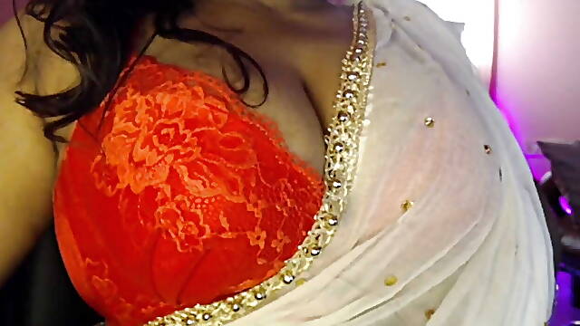Opening Sari and Bra Then Hot Nude Boobs Press.