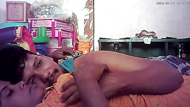 Indian village house wife kissing and boobs pressing