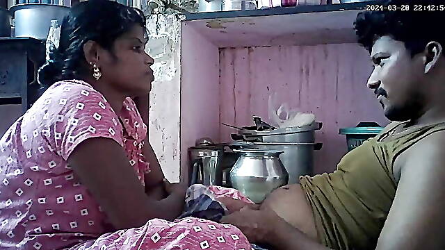 Indian village house wife romantic kissing ass Housband