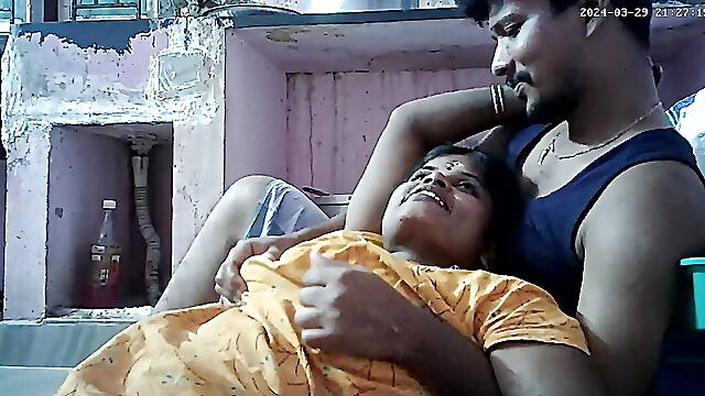 Indian village house wife sexy big boobs pressing