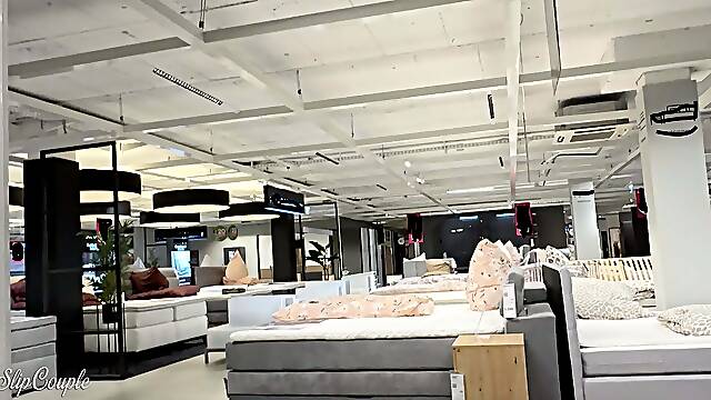 Risky Day in a Furniture Store - Handjob, Blowjob and Fucking