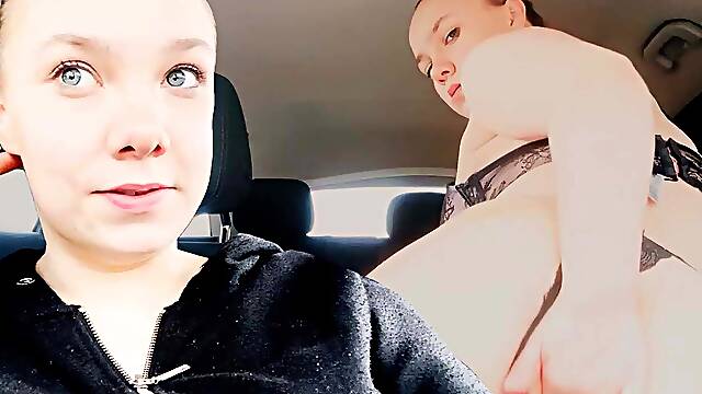 GERMAN TEEN FUCKS IN CAR! Almost caught!