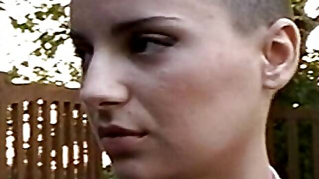 Bald French babe assfucked by horny couple