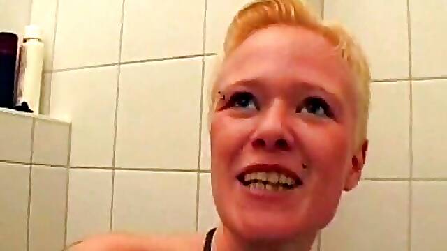 Short-haired German blonde fucked and stuffed with jizz