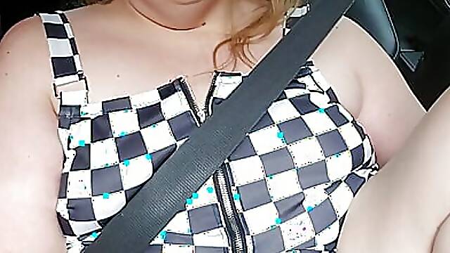 Public car ride bbw flash small tits toys fat pussy milf