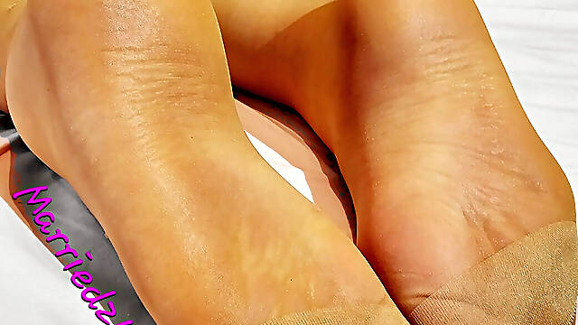 Nylon foot job Married2Nylon