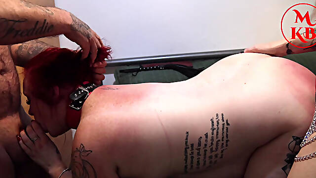 Mistress Kora Bell and Old School Gent Double Dom Red Bunny and Double Penetrate Her