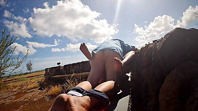 30 Year Old Jinx and 60 Year Old Rex Fuck Outdoors Before Blowjob