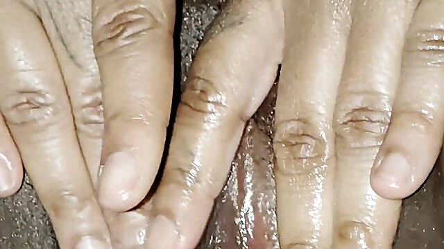 Stroking Her Pussy with the Dildo!
