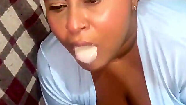 The Loan Shark Came to My House to Collect a Debt, I Didnt Have Any Money so I Ended up Taking a Lot of Cum in My Mouth and Eve