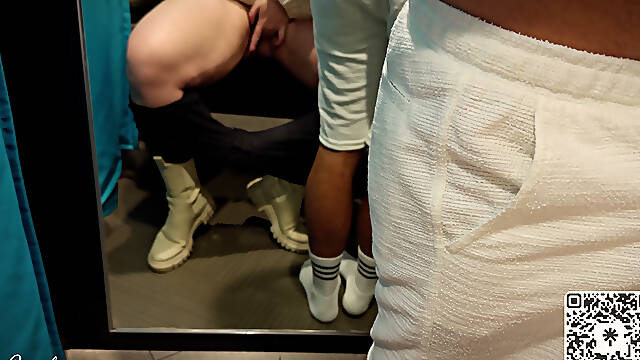 Risky Fitting Room Blowjob While Shopping - She Swallowed Every Drop!