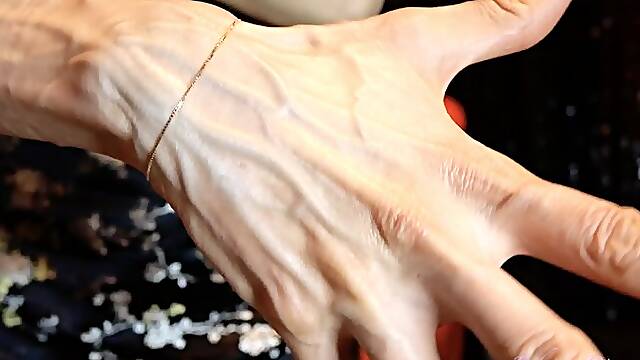 The large and numerous veins in my hands, even moving like a snake!