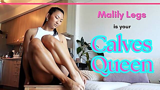 Showing my Calves and Pointing my Barefoot with Oil