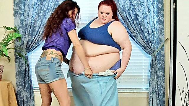 Too Fat For My Pants - Skinny Girlfriends Help Me Get Dressed *WMV*